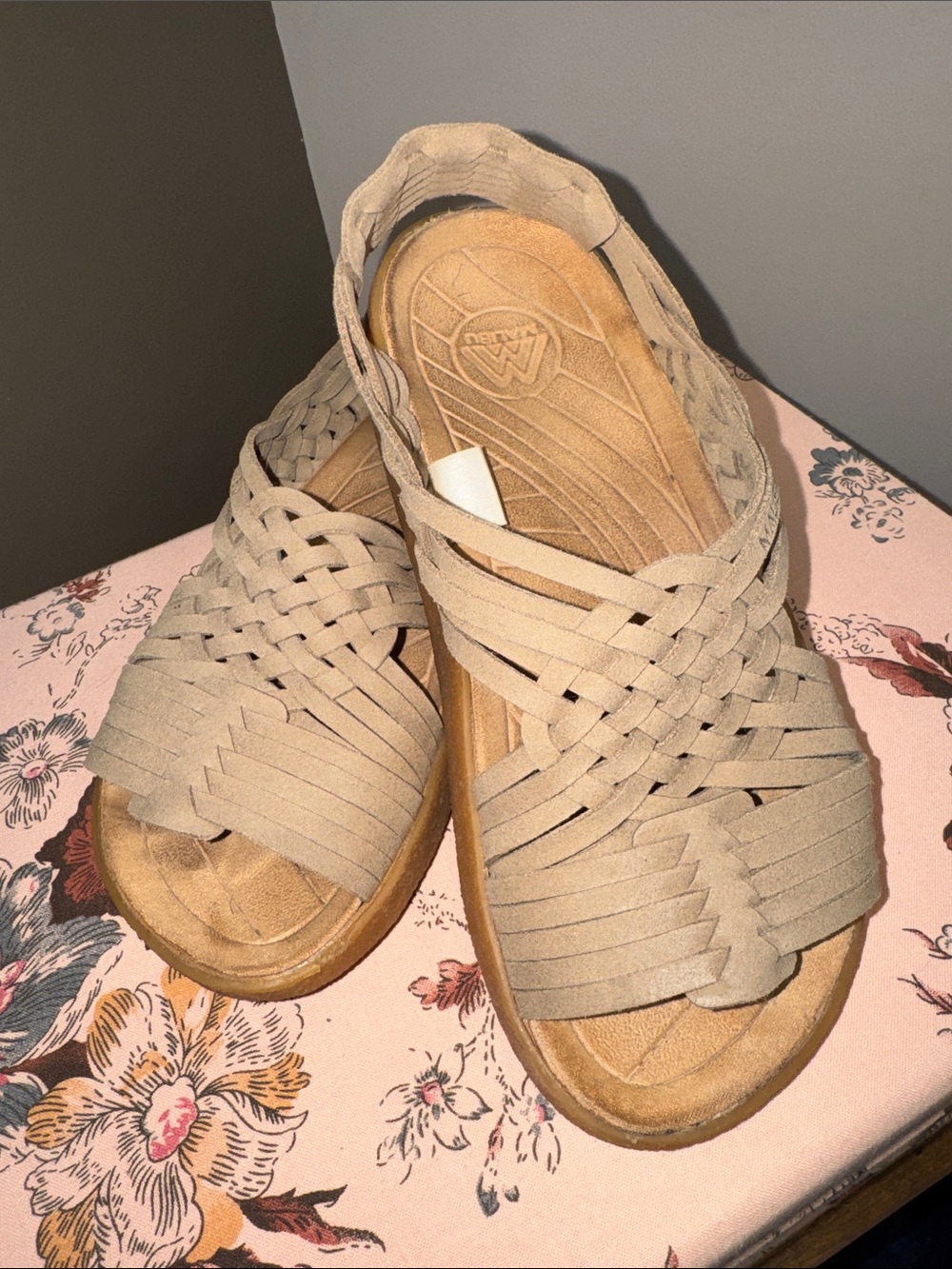 Malibu (Free People) Woven Slide Sandals — Taupe
